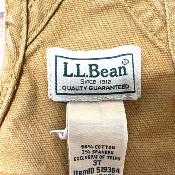 L.L. Bean Kids 3T Tan Cotton Overalls Adjustable Straps Front & Back Pockets - Picture 7 of 7